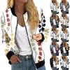Jackets For Women Long Sleeve  Lightweight Zip Up Cropped Fashion Print  Outerwear Casual Quilted Jackets Whith Pockets
