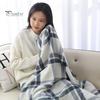 Носимое одеяло, шаль, одеяло для офиса, дома, кровати, дивана, дорожное одеяло, застежка на пуговицы, легкое, плюшевое, уютное, теплое, клетчатое пончо, одеяло на все времена года