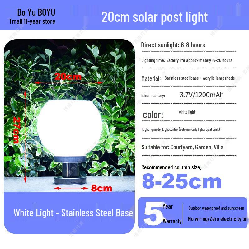 Solar-Powered Outdoor Pillar and Gate Lights for Courtyard and Villa Entrances