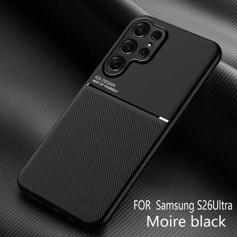 Кожаный Магнитный Держатель для Телефона Чехол для Samsung Galaxy S26 Ultra S 26 Plus S26Ultra 5G Мягкая Рамка ТПУ Силикон Защитный Чехол Funda