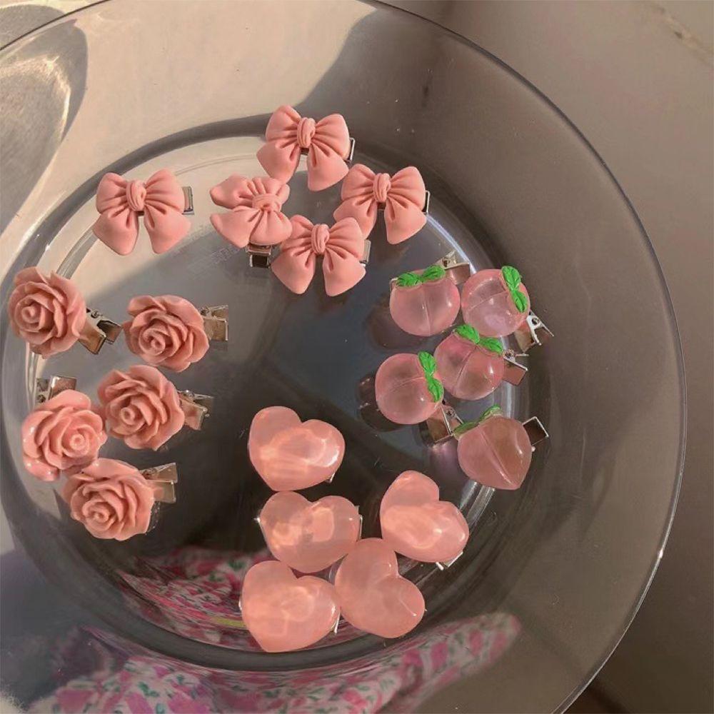 Resin Bow Knot Camellia Duckbill Clip Small Side Clip Korean Style Hair Clip Women Hair Accessories