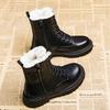 FGHJ/Повседневные зимние ботинки «Челси», новые женские зимние ботильоны на платформе и среднем каблуке, теплые мотоциклетные ботинки на меху