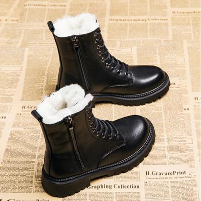 FGHJ/Повседневные зимние ботинки «Челси», новые женские зимние ботильоны на платформе и среднем каблуке, теплые мотоциклетные ботинки на меху