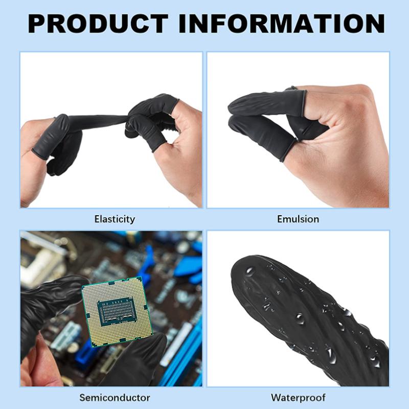 100-300 шт одноразовые защитные перчатки для кончиков пальцев из натурального каучука, нескользящие, антистатичные, латексные напальчники, прочный инструмент