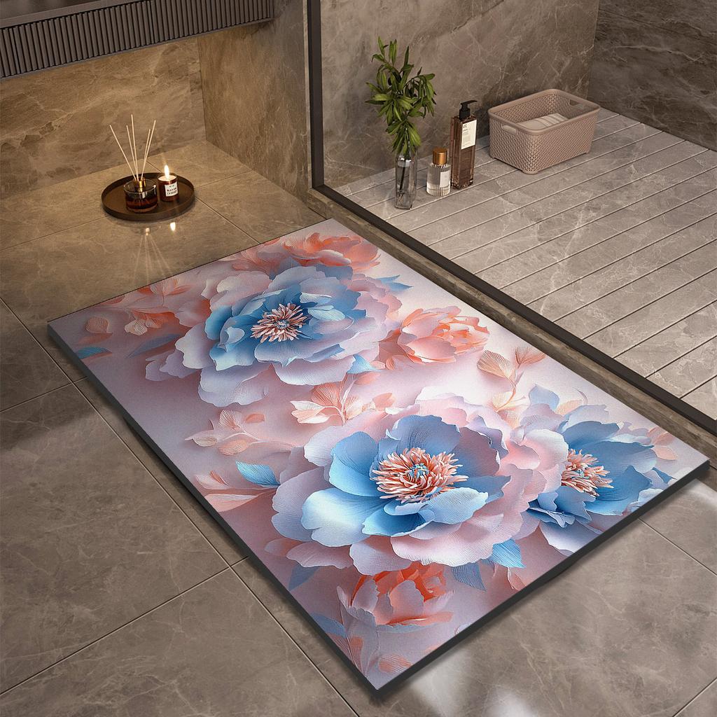 Коврик для ванной комнаты с цветком, нескользящие коврики для ног, впитывающие, быстросохнущие, коврики для душа, коврики для туалета, коврики для двери, моющиеся
