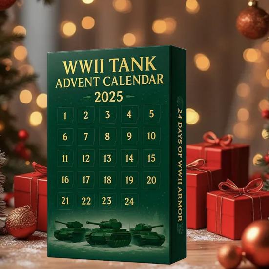 2025 WWII Tank Advent Calendar 24 Days Christmas Countdown Calendar with 24 Iconic WWII