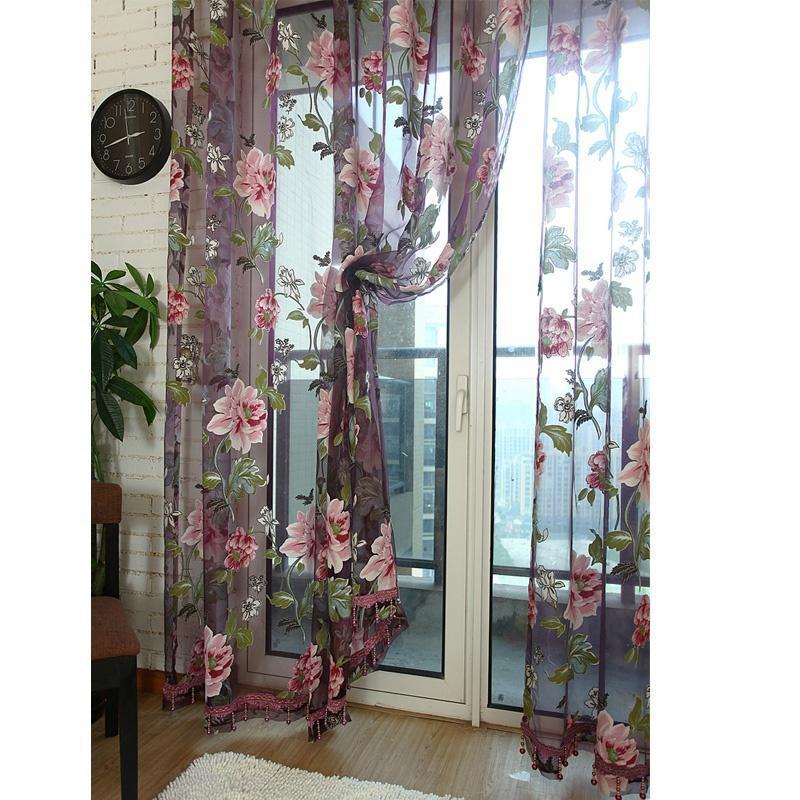 Peony Curtain Line Hanging Door Window Room Divider Curtain
