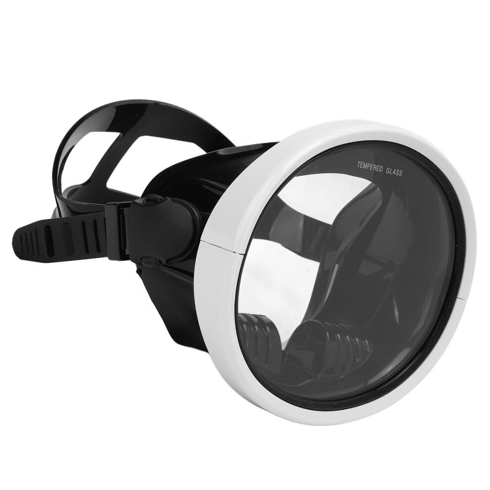 Universal Diving Goggles with Tempered Glass Lens Waterproof 180 Panoramic View Black White