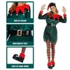 Women's Festive Xmas Elf Outfit Velvet Cosplay Costume With Bells
