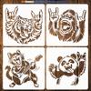 4Pcs 4 Styles PET Hollow Out Drawing Painting Stencils for DIY Scrapbook Photo Album Animals 200x200mm 1pc/style