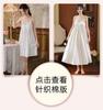 Thin suspender nightdress women's summer printing court style short ice silk pajama skirt with chest pad can be worn outside loungewear