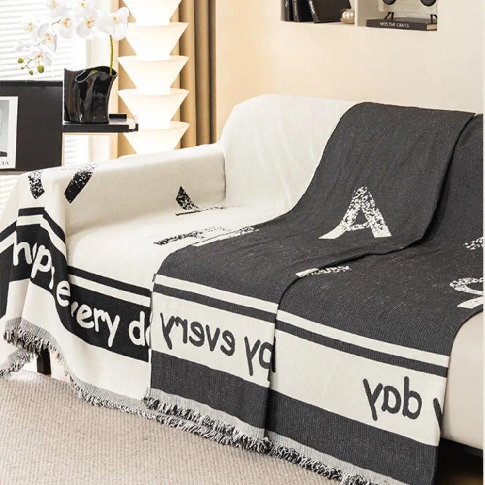 Housse de canapé angular синельный чехол для дивана для дивана, универсальное диванное полотенце, черно-белое одеяло с принтом, полное покрытие