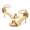 7cm Temperament Light Mouth Strap Thin Heel Sandals Crystal Yellow Diamond Wedding Shoes Sexy Fish Mouth Summer Sandals