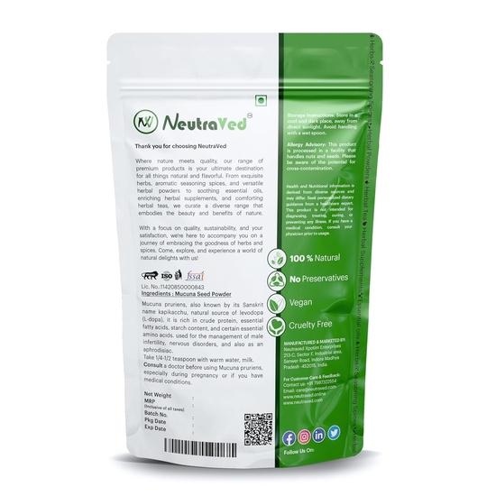 НейтраВед Порошок Каунч Бидж, Семена Конч (200 грамм), Семена Кала Коч, Mucuna Pruriens, Бархатные бобы, Капикачху, Кович, Коухэдж - 200 г