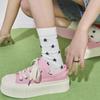 Маленькие белые туфли женские весна и лето новые квадратный носок клубничные туфли платформа увеличивающая рост кеды повседневные контрастные туфли с большим носком