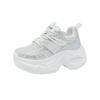 Женские летние сетчатые кроссовки в стиле "dad shoes" со стразами - На толстой подошве, дышащие, повседневные спортивные, размер 34, на платформе