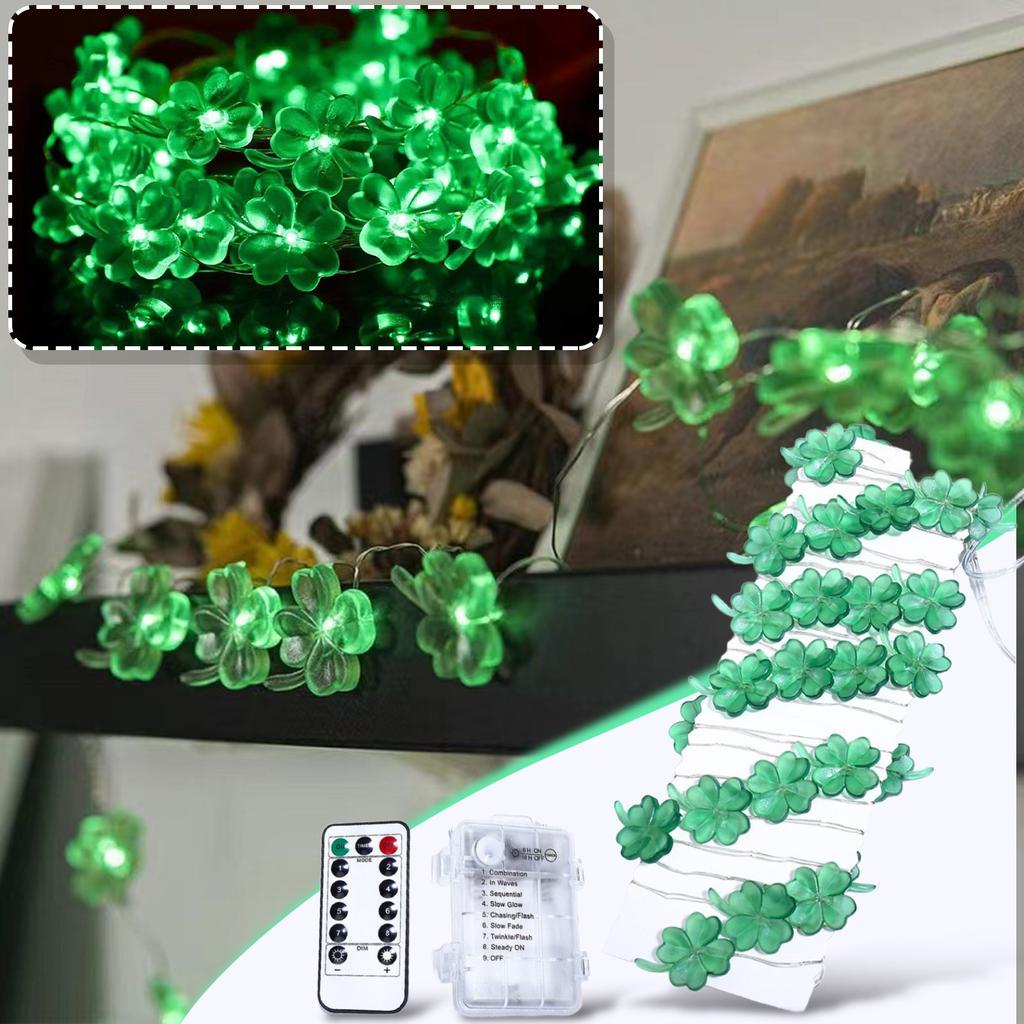 Улица. Светодиодная гирлянда ко Дню Святого Патрика с четырьмя лепестками, декоративная лампа, моделирующий светильник