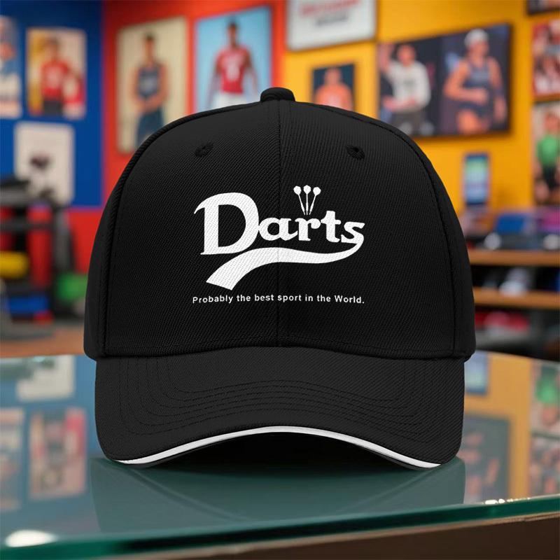 1pc 2025 SummerFall New Unisex Lightweight Breathable Baseball Cap with Darts Sport Print Adjustable Strap Black