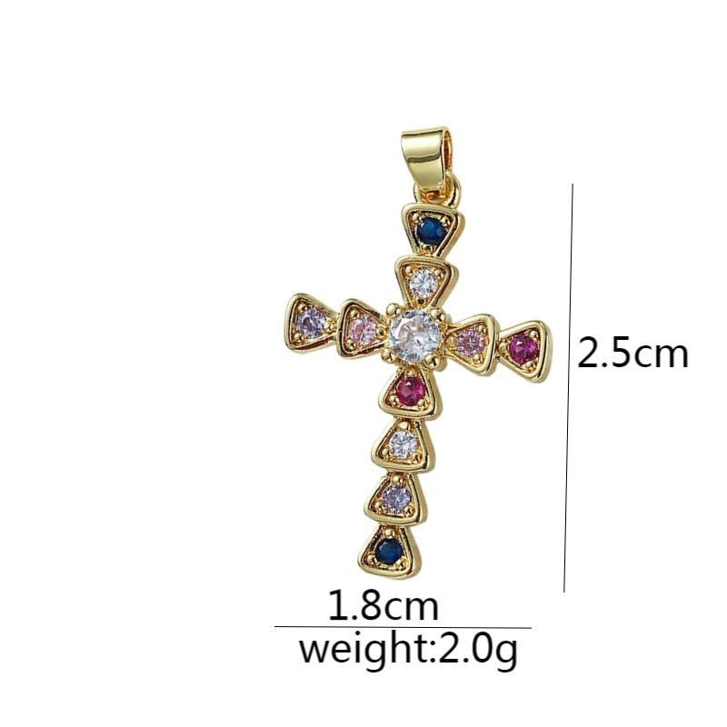 Подвеска из микроциркония с медной инкрустацией, крест, сохраняющий цвет, аксессуары для ожерелья из меди с позолотой.
