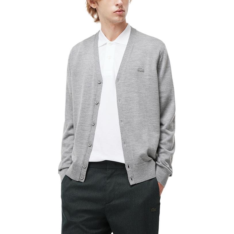 Lacoste Свитеры Мужские Серый V-образный вырез Умеренный Кардиган AH5665-YRD