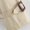 Kaslead New Women clothes Western Style Versitile Fashion Short with Waist Buckle Trench coat Outerwear