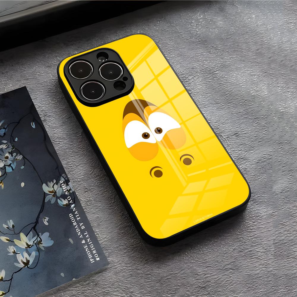 Cartoon L-Larvas Phone Case For IPhone 17 Air 16 E Pro Max 15 14 13 Mini 12 Pro 11 Max Plus Black Glass Cover