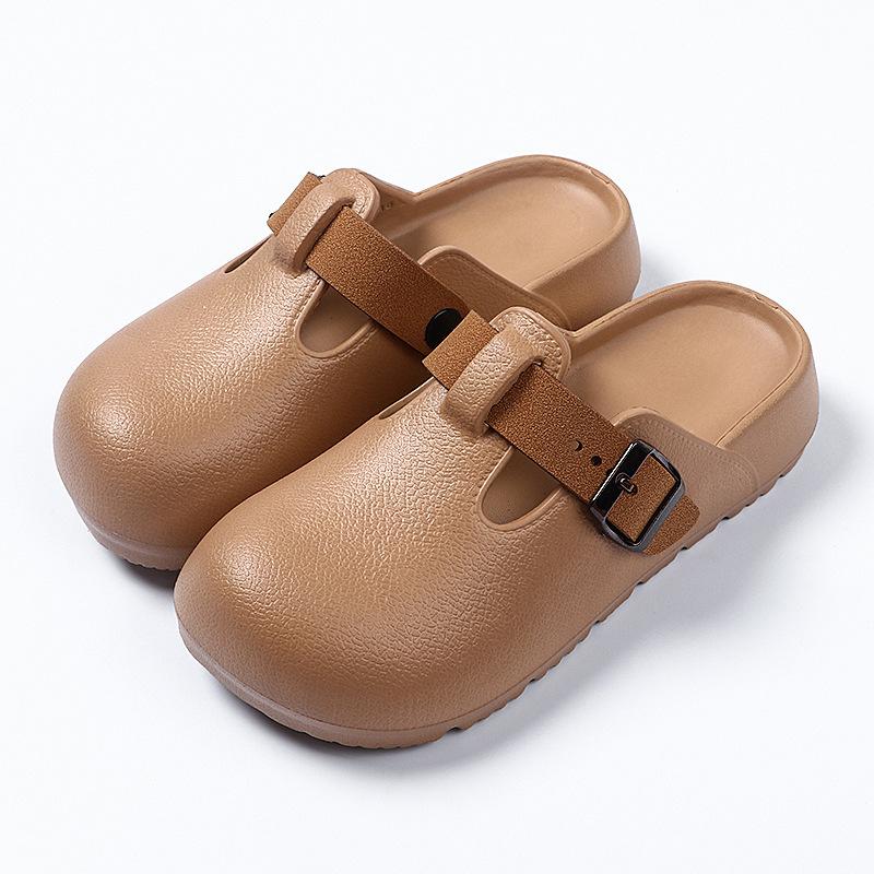 Женские летние полутапочки с закрытым носком, легкие одинарные туфли с пряжкой, сандалии на толстой подошве для ношения на улице