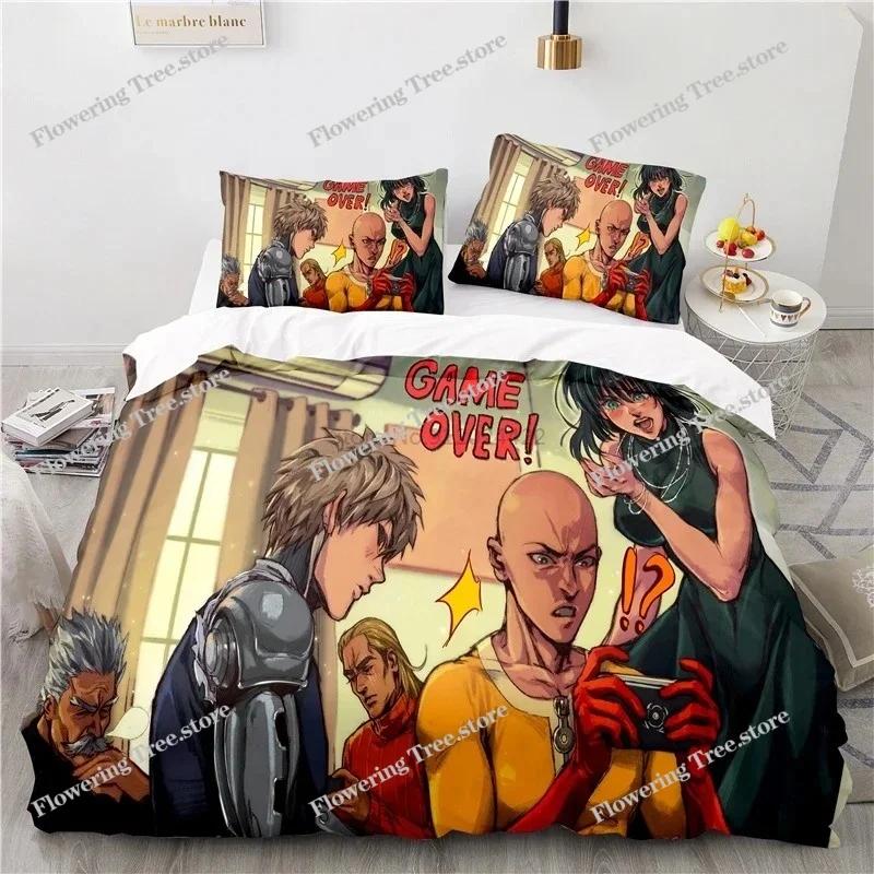 ONE PUNCH-MAN Мультяшные Комплекты Постельного Белья Аниме Принт Пододеяльник с Наволочкой Домашний Текстиль Размер Twin Full Queen King
