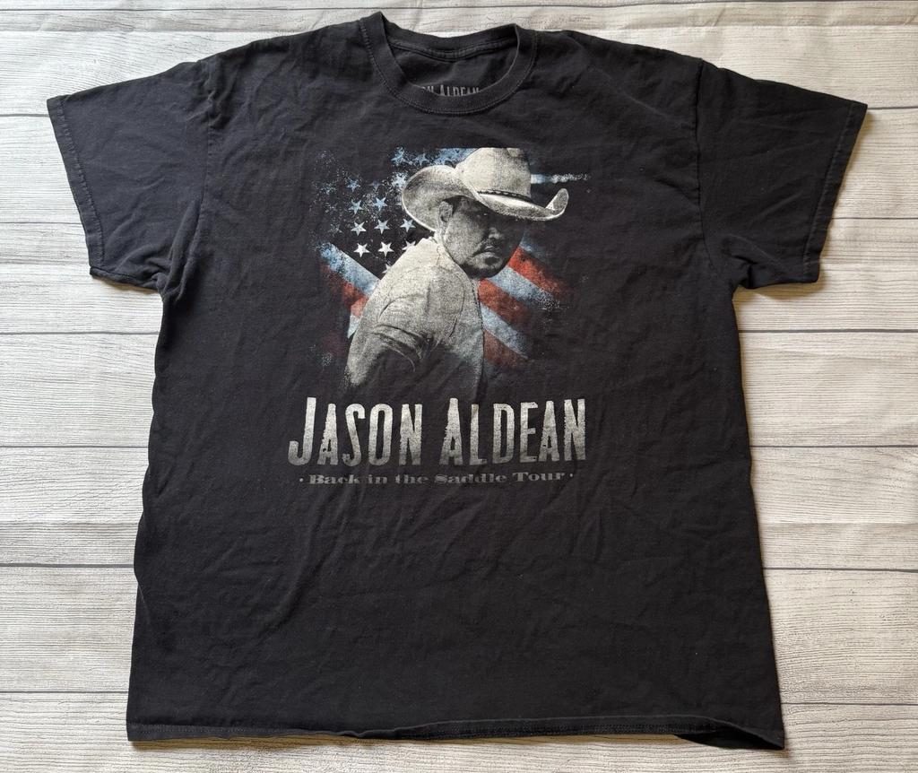 Jason Aldean T-Shirt Men’s XL Black "Back In The Saddle Tour" Short Sleeve Crew