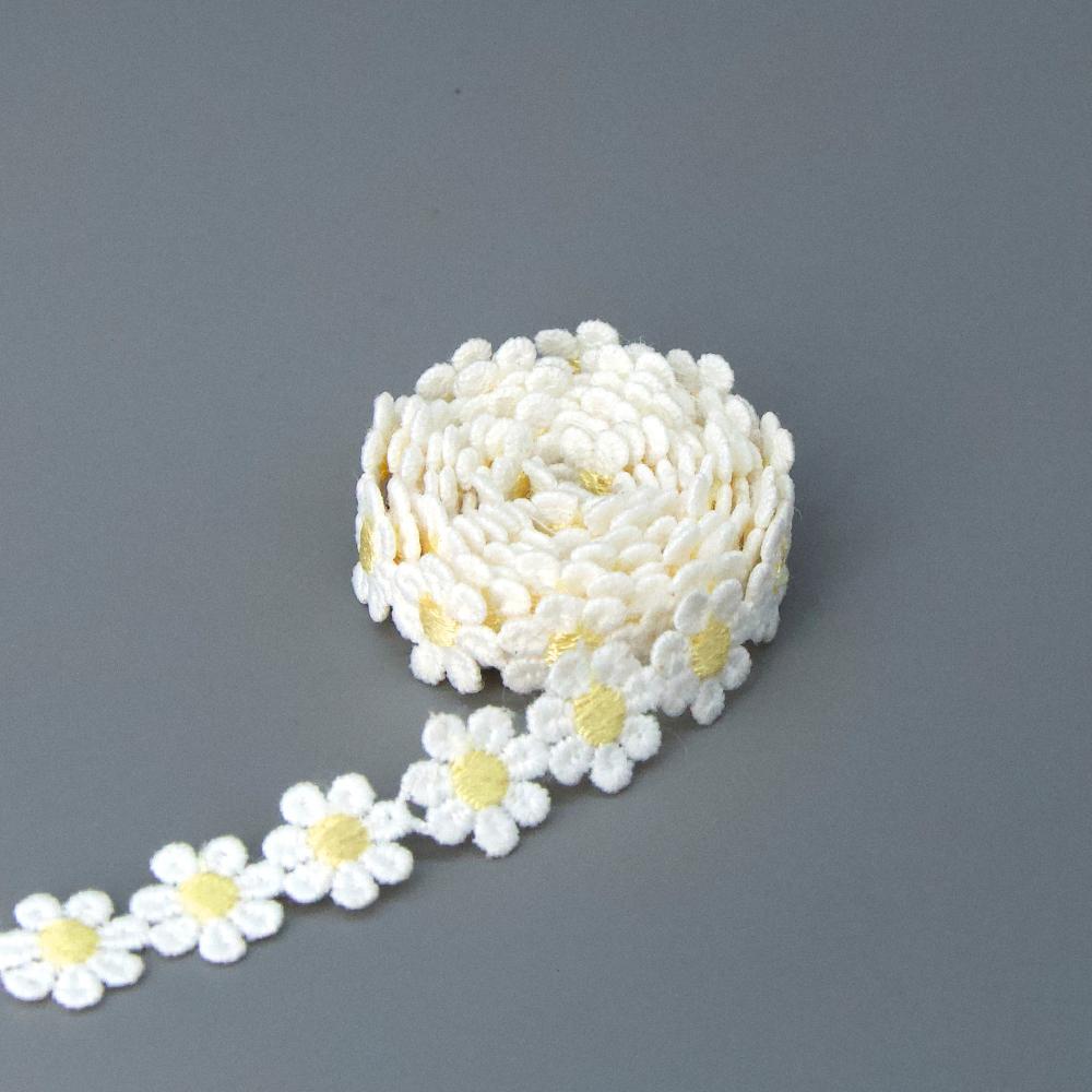 2 Yards Assorted Color Daisy Flower Trim, Embroidery Fabric Sewing Accessories Craft Supplies 14mm