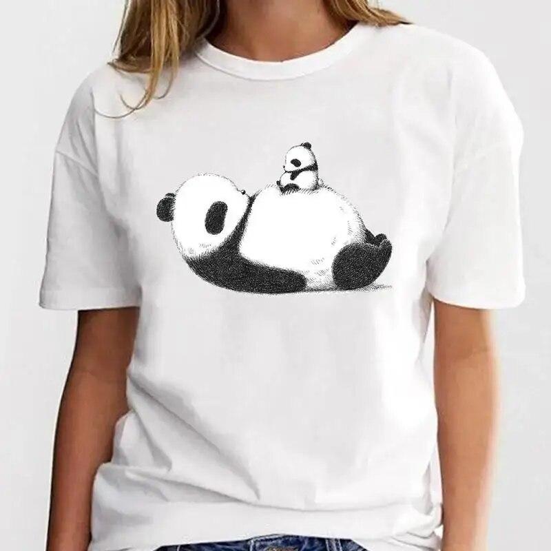 New Panda Lovely Cute T-shirt Clothing Cartoon Graphic Print Short Sleeve Fashion Casual Plus Size T Shirt Women