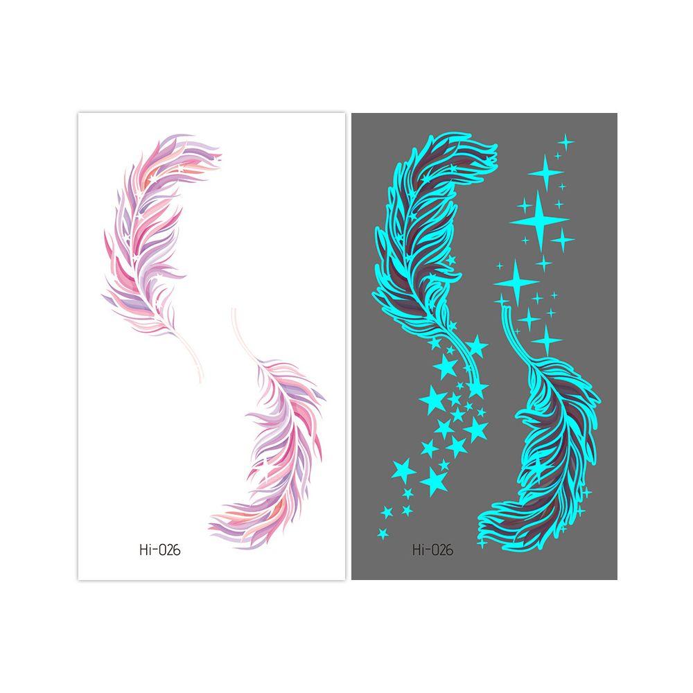 Star Feather Men Women Tattoo Sticker Blue Luminous Fake Tattoo Temporary Tattoos Body Art
