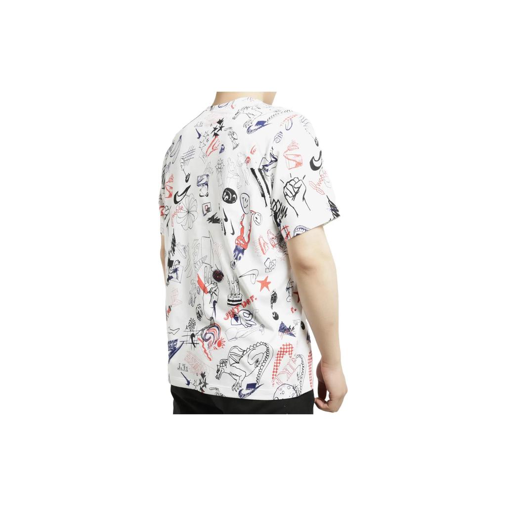 Nike T Shirts Men's White Crew Neck Moderate Straight Fit (Unisex) T-Shirts CK3013 100