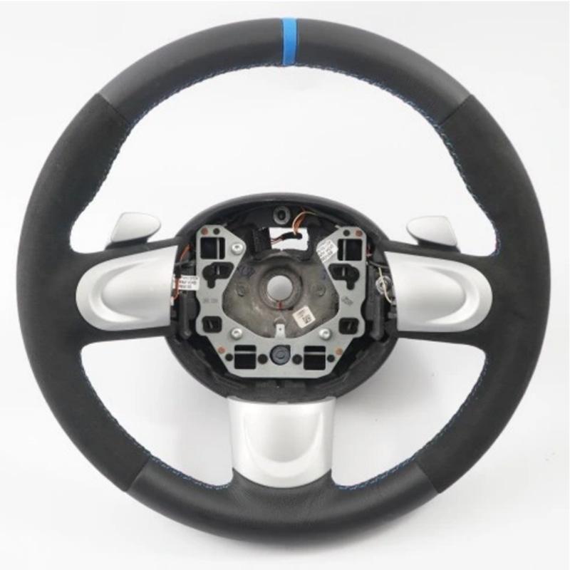 For Mini R55 R56 R57 R58 R59 R60 R61 Hand Stitched Non-slip Car Steering Cover DIY Blue Stitch Napa Leather Car Interior q3