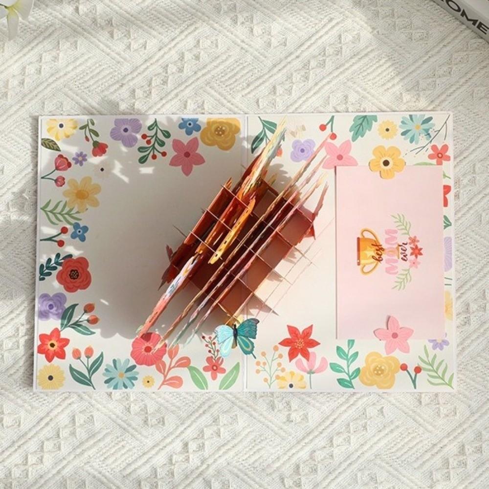 Paper Greeting Cards Pop Up Flower Bouquet Card New Handmade Card Mother's Day