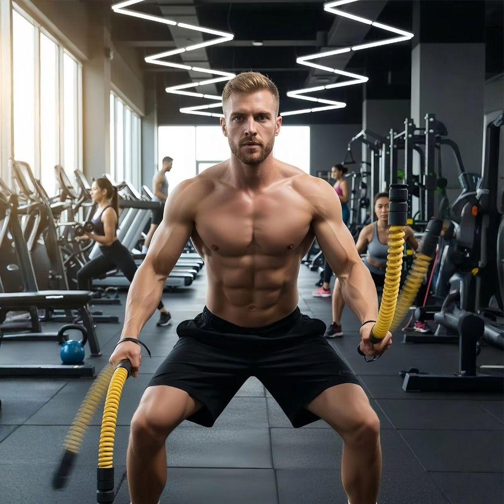 2 Pcs Non-Slip Handle Cordless Battle Rope Adjustable Resistance Power Training Rod Arm Strength
