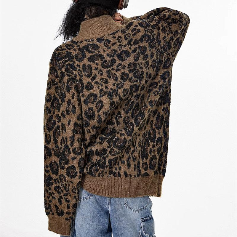 Пальто для женщин осень-зима леопардовый утолщенный винтажный вязаный кардиган повседневное пальто куртка