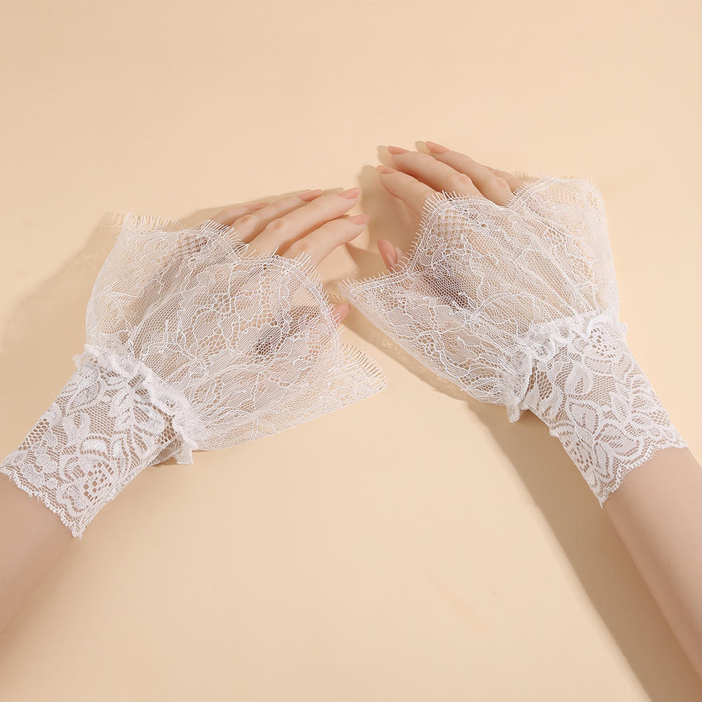 1PC Elegant Lace Fake Cuffs French Style Detachable Collar Hollow Floral False Sleeves Vintage Victorian Neck Cover Accessory