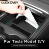 LUCKEASY для Tesla Model 3 Model Y, центральный контрольный ящик для хранения салфеток, аксессуары для интерьера, центральный подлокотник автомобиля, укладка, уборка