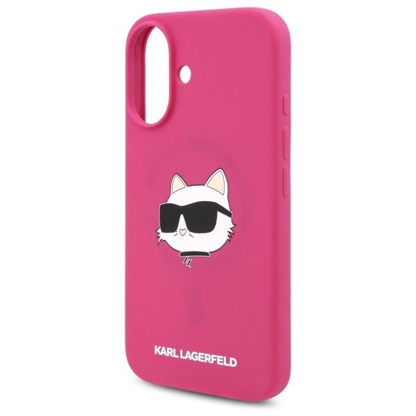 Karl Lagerfeld Klhmp16Sschpplf Iphone16 6.1 Fuksja/Fuschia Hardcase Silicone Choupette Head Print Magsafe