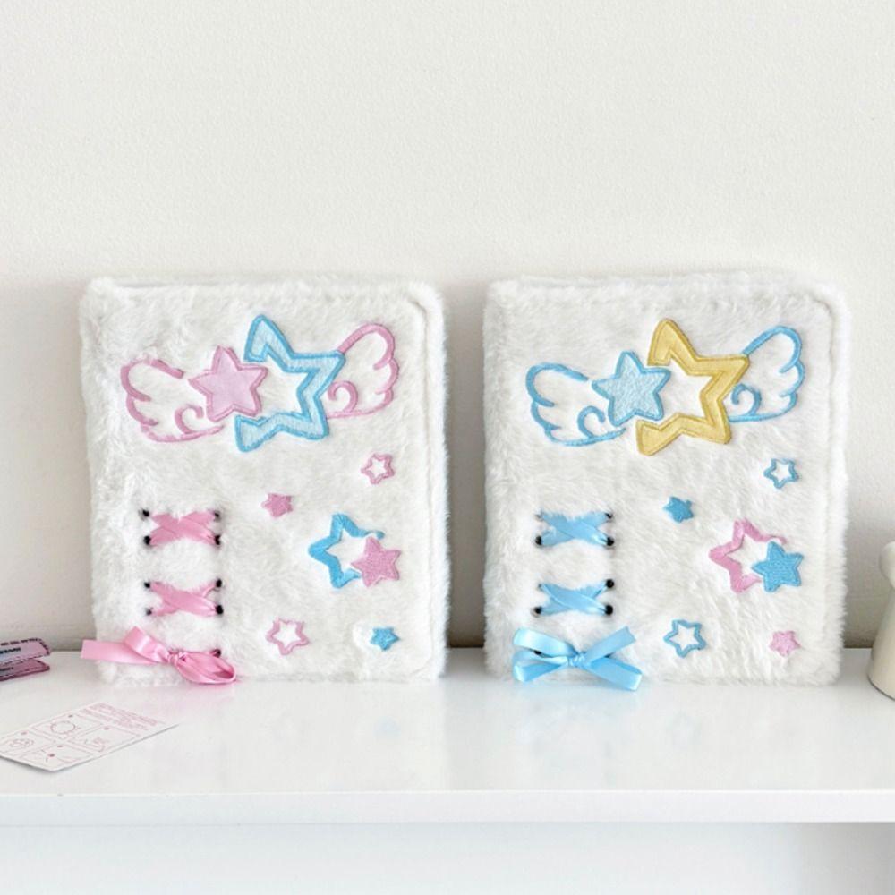 Loose-Leaf Photocard Holder Plush Angel Star Pattern Collect Book For Kpop Idol Fans