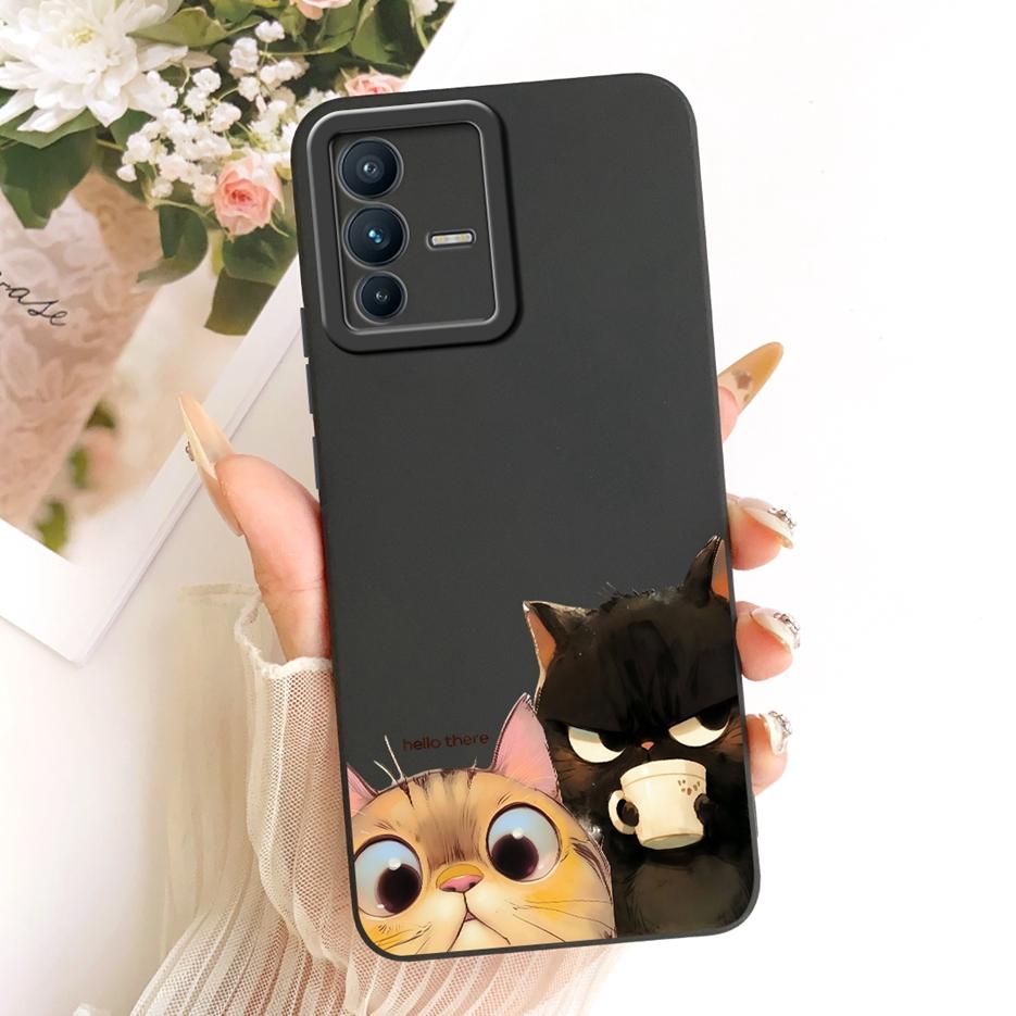 Чехол для Vivo V23 Pro V2132 Милый Кот Панда Мультяшная Обложка Мягкий ТПУ Матовый Чехол для Телефона Для Vivo V23e V 23 VivoV23 Pro 5G Fundas Сумки