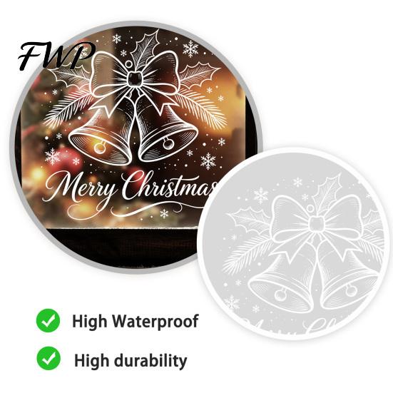 Modern Christmas Home Accents Bell Window Sticker, PVC Decals with Snowflake Bow Patterns for Decorations Holiday Decoration, Waterproof Removable