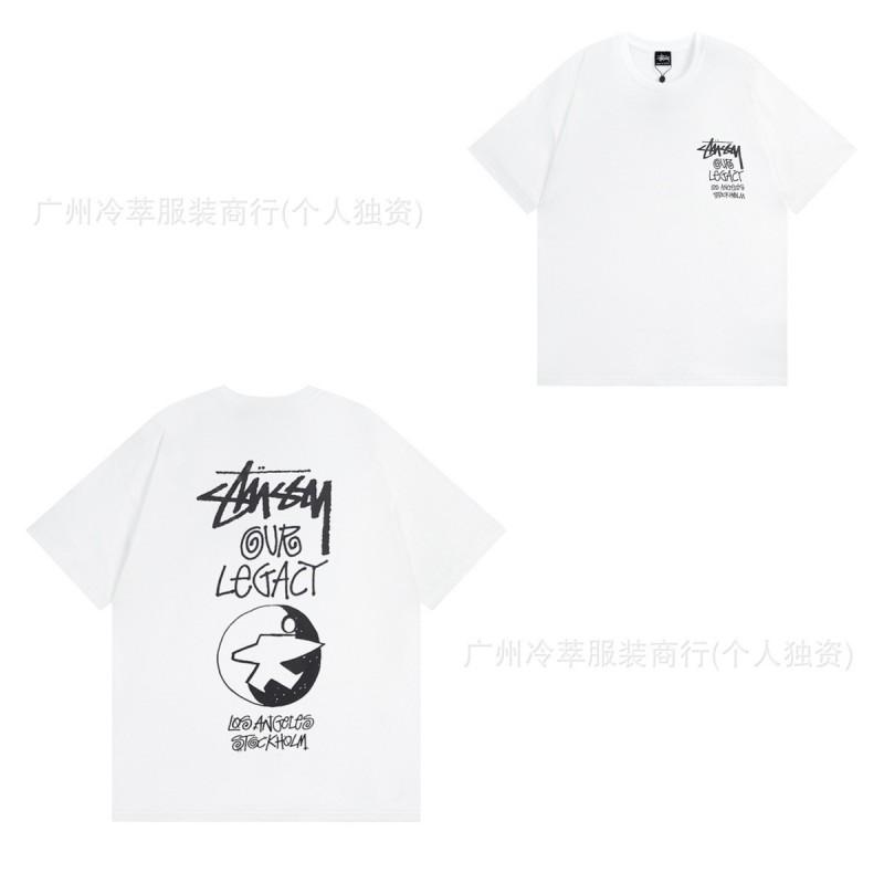 STU American Vintage Graphic T-Shirt Couples White Collection Short Sleeve Men Women Casual