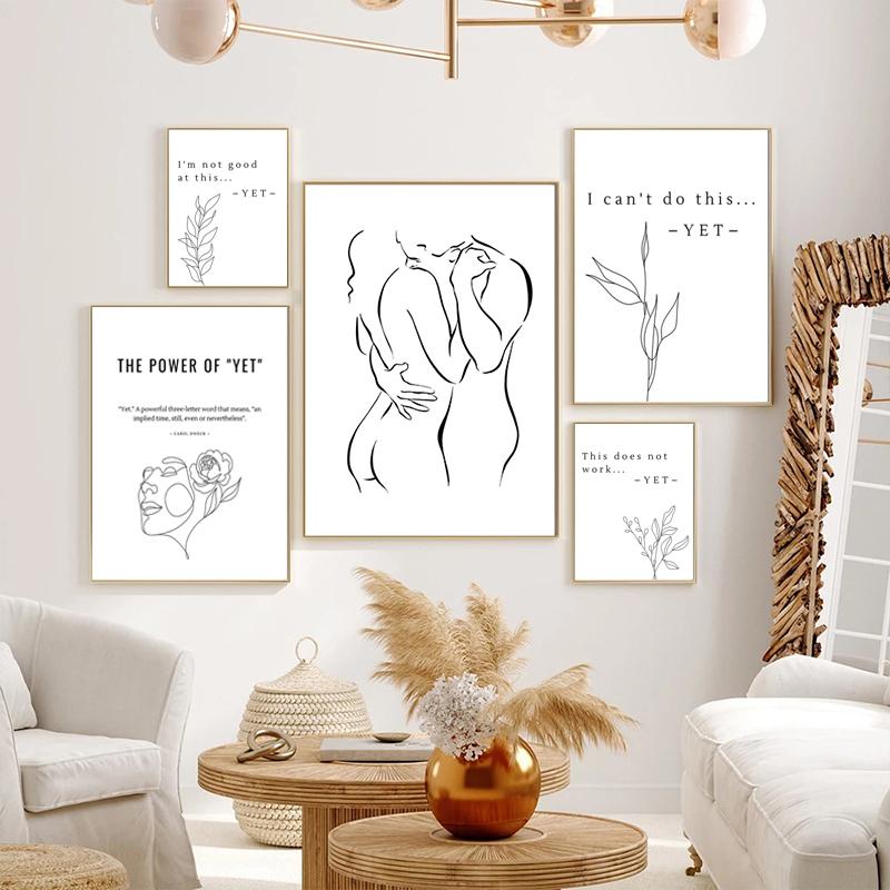 Картина на холсте в скандинавском стиле, минималистичный постер, девиз «Установка на рост», декоративные картины, мотивационное настенное искусство, картина для комнаты