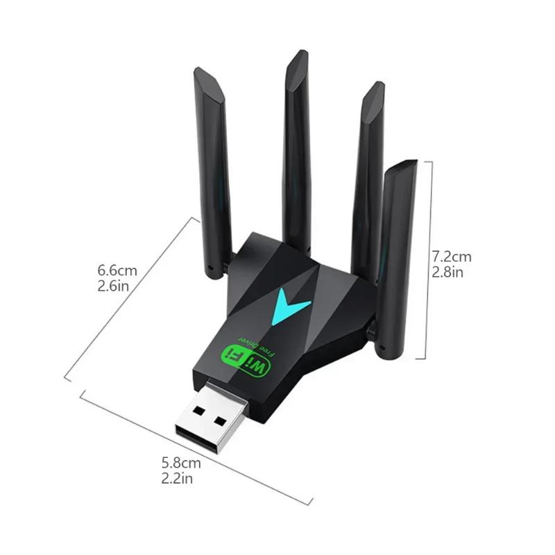 1300 Мбит/с Двухдиапазонный USB Wi-Fi Адаптер 4 Антенны с Высоким Коэффициентом Усиления Двухдиапазонный Без Драйверов Plug and Play Для Настольного Компьютера Ноутбука Игровой