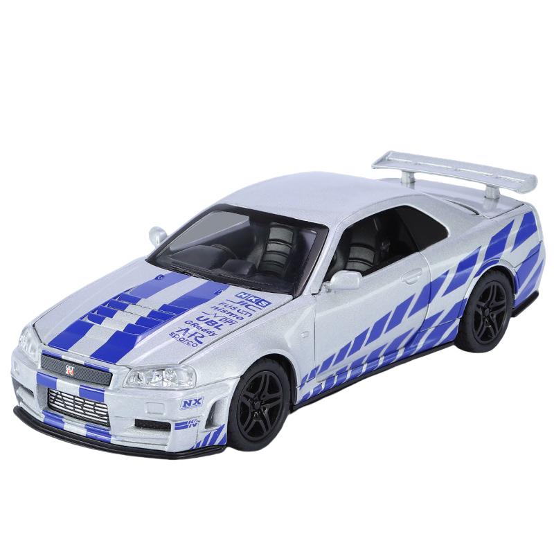 Масштаб 1/32 Nissan GTR R34 SKYLINE Fast Alloy Simulation Car Model Diecasts & Toy Vehicles and Furious Cars Decoration Toys for Children Boy