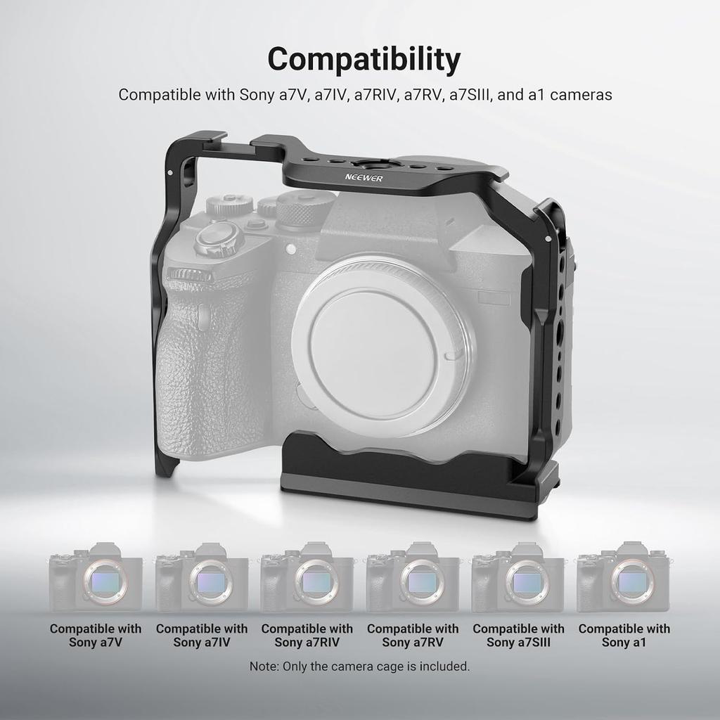 NEEWER CA102 Camera Cage Compatible with Sony a7V a7IV a7RIV a7RV a7SIII a1 | Aluminum Alloy Camera Full Cage Video Rig