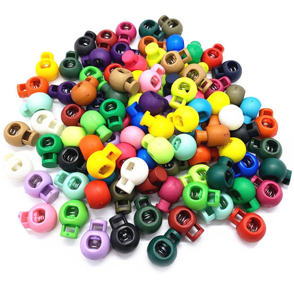100 штук пластиковых фиксаторов шнурков, assorted colors, застежки-стопоры для шнурков, шнурков, паракорда, сумок, одежды