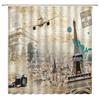 Eiffel Tower Paris Scenery Shower Curtain Vintage Scenery Cherry Blossom Butterfly Polyester Fabric Bath Curtains Bathroom Decor